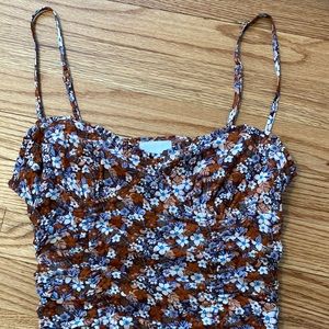 Skylar + Madison Brown Floral Ruched Dress